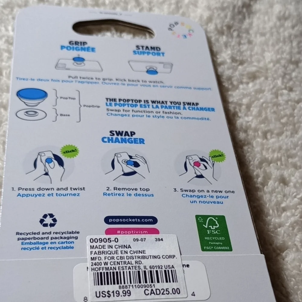 PopSocket Clear Phone Grip with Rainbow Accents